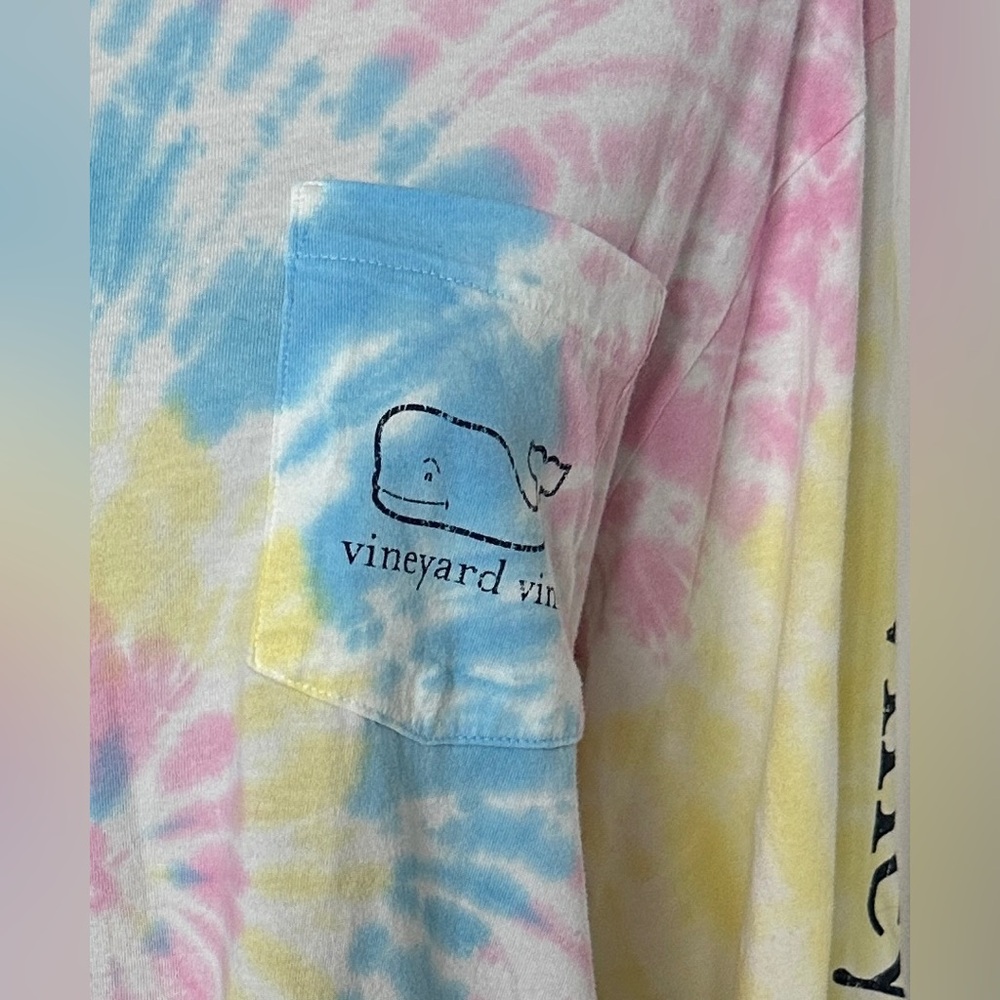 Vineyard Vines Pastel Tie Dye Long Sleeve Whale with Pocket Size S -A - Picture 4 of 5